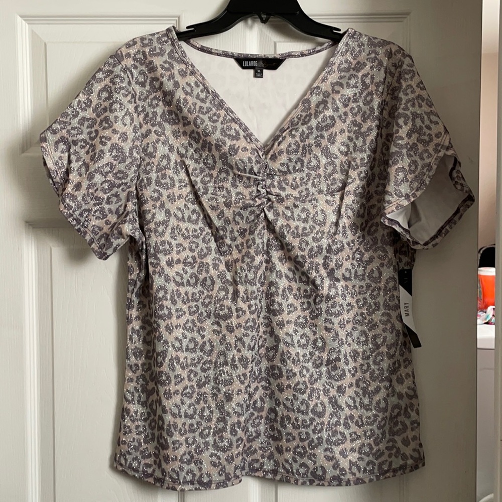 Lularoe NWT Elegant Mary Sz XL Shimmer Grey Leopard